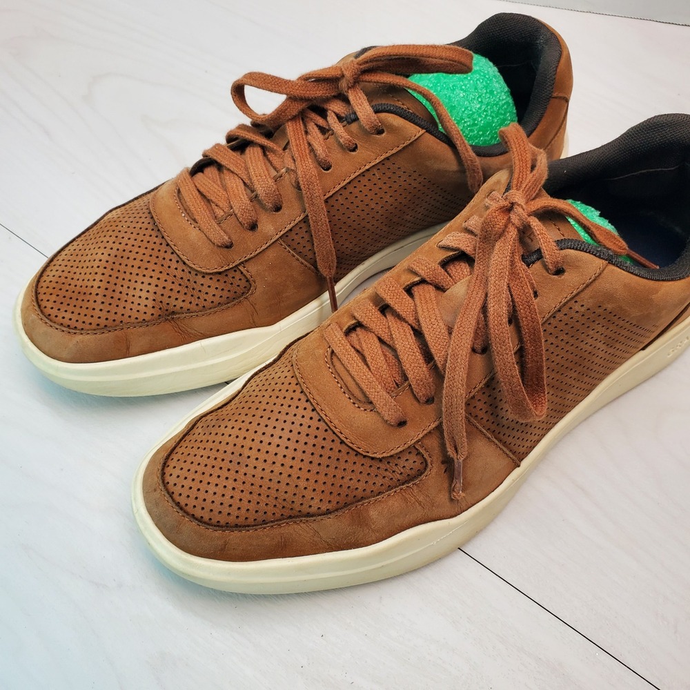 Cole Haan Grand Crosscourt Tan Leather Perforated Sneakers Mens Size 9 M Stylish